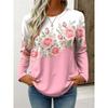 Women's T Shirt Casual Long Sleeve Tops Floral Graphic Tees Shirt Blouse O-neck Fall Winter Streetwear Style Y2k Pullover
