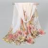 Popular Peony Silk Scarf New Spring and Summer High Quality Chiffon Printed Yarn Sunscreen