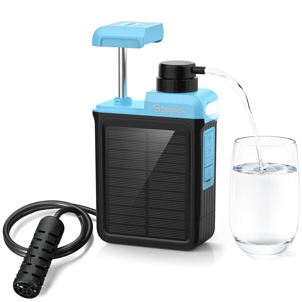 Latest Manual Bump Greeshow Portable Water Outdoor Water Electric Water Genuine Japanese Solar Drinking Recommended by Disaster Prevention Survival