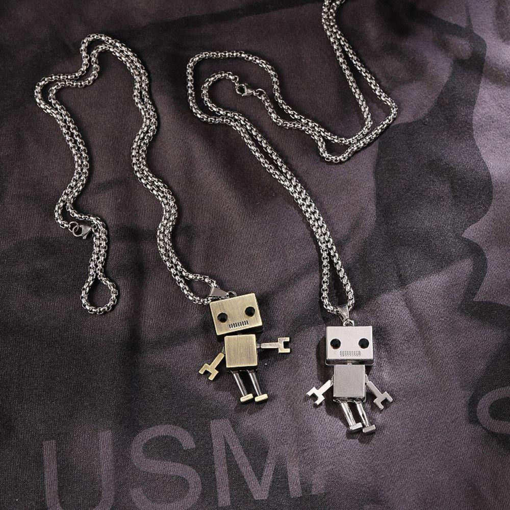 Punk Hip Hop Stainless Steel Metal Pendant Choker Robot Necklace Man Necklace Birthday Present