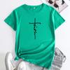 Летний топ с круглым вырезом и крестообразным узором Faith Printed Top, модные повседневные футболки с короткими рукавами для женщин из чистого хлопка