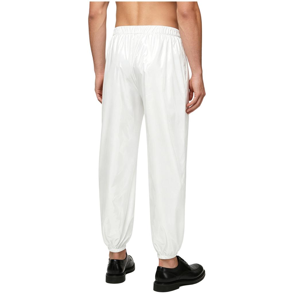 Mens Vinyl Waterproof Reusable Pants Elastic Waistband Side Pockets Two Way Zippers Trousers