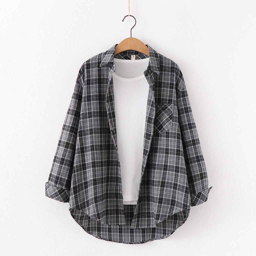 Plaid Shirt Women Loose Plus Size Blouse Female Long Sleeve Blouses Cotton Flannel Casual Shirt Women Tops Blusas