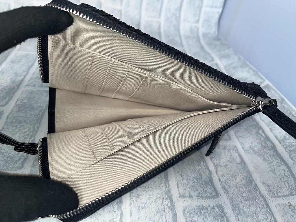 Smartphone Shoulder Pochette with Wallet Function Travel Pochette 3WAY Vertical Python Genuine Leather Snakeskin Snakeskin Snakeskin Smartphone