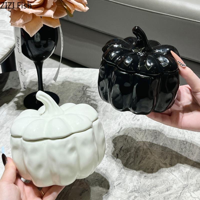 Банка для хранения тыквы Креативная гостиная Настольная банка для хранения закусок и конфет Современный стиль Домашняя кухня Керамический контейнер для хранения