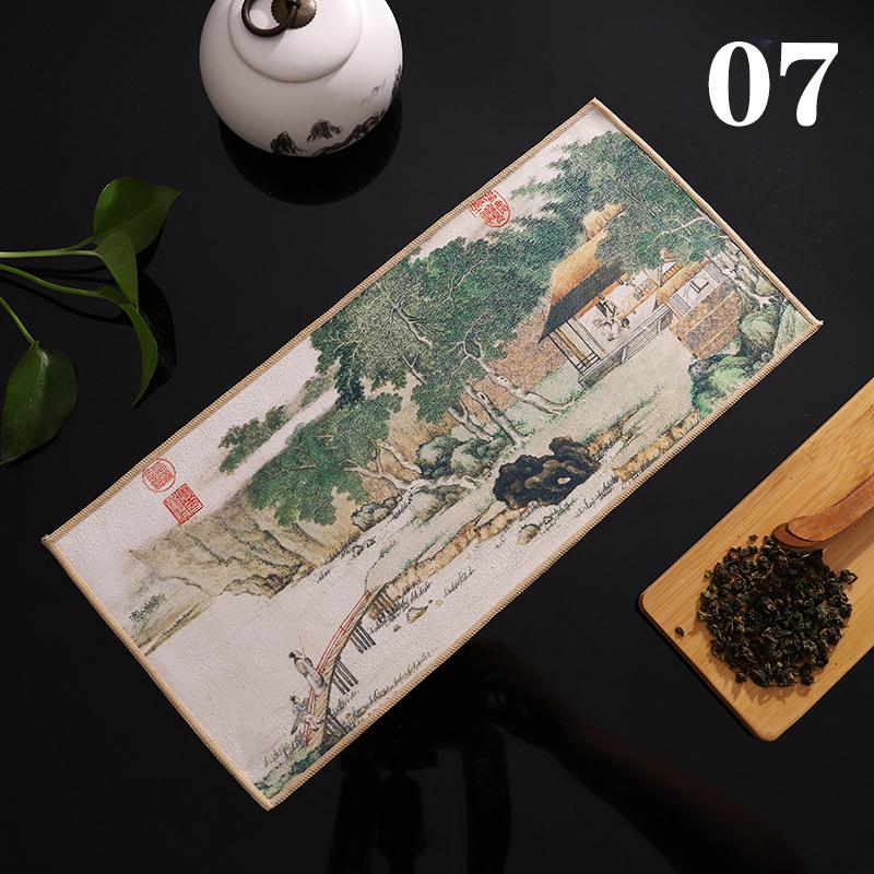 Chinese Super Absorbent High-end Tea Set Accessories Painted Thick Tea Towel