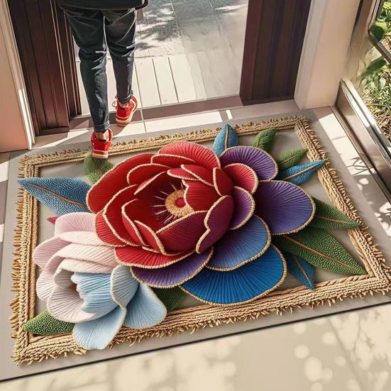 Коврик для пола 3D цветочный узор коврик для ванной комнаты высокоабсорбирующий быстросохнущий нескользящая резиновая основа кухонный душевой коврик для двери прачечной