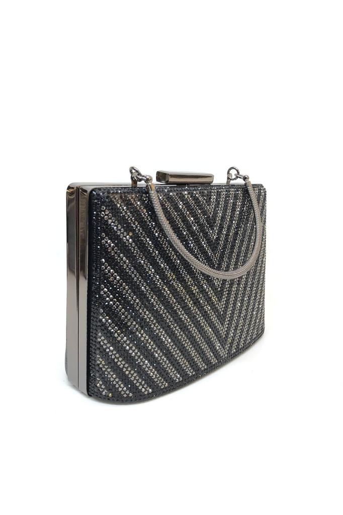 Women's Stylish and Useful Evening Dress Bag Women's Black Color Triangle Stone Evening Dress Clutch Portfolio Bag