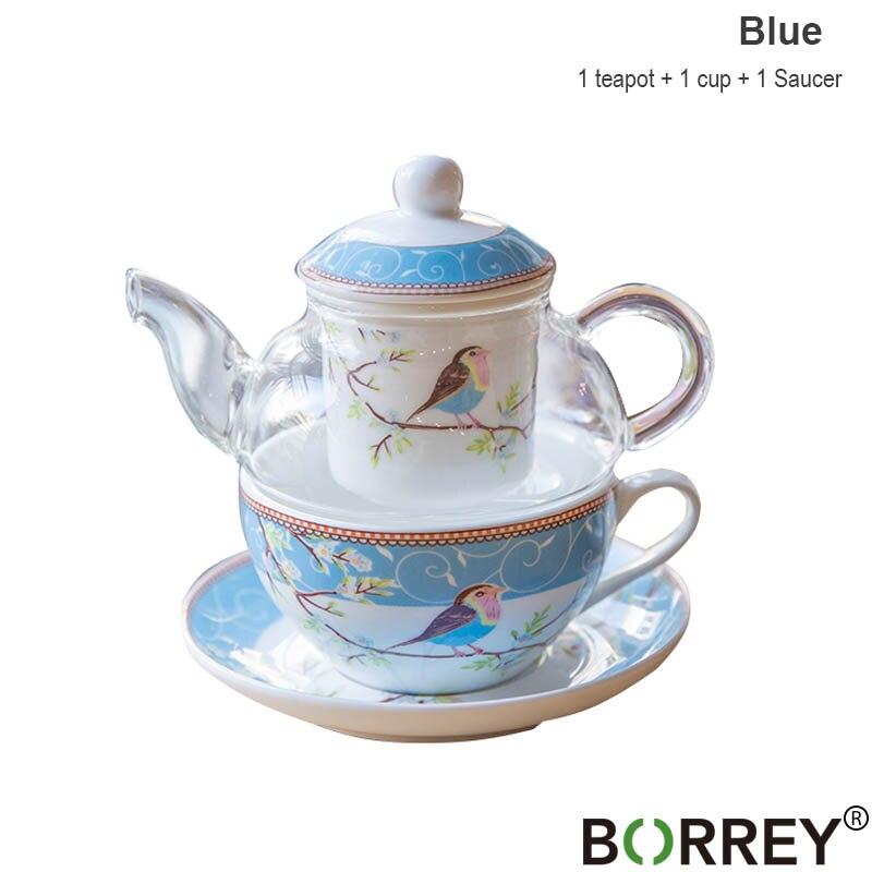 Цветочный чайник, керамическая чашка, блюдце, термостойкое стекло, чайник с фильтром, фарфоровая офисная кофейная чашка, кружка, дневной набор
