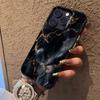 Черно-золотой мраморный арт чехол для телефона iPhone 17,16,15,14,13,12,11,Pro,XS,Max,Plus,Mini,SE Черный матовый с блестками противоударный чехол