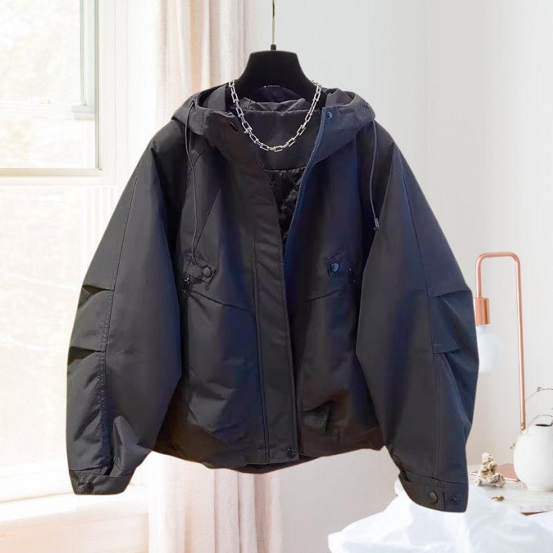 Spring and Autumn Casual Short Jacket Design Sense Hooded Long-sleeved Jumpsuit Jacket Is Thin and Versatile Loose