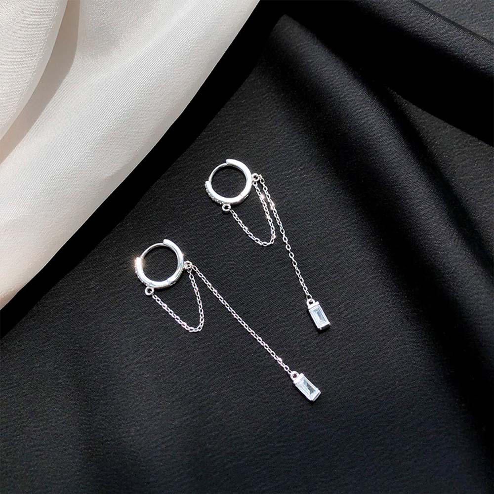 Simple Geometric Circle Long Tassel Fashion Jewelry Copper Hoop Earrings Ear Chain Earrings