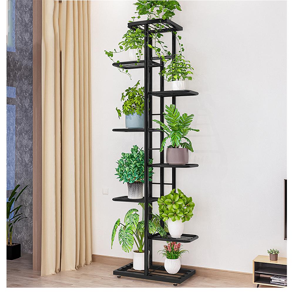 8-ярусная металлическая подставка для растений для помещений и улицы, 9 держателей для растений в горшках, многоярусная полка для растений, металлическая стойка для цветов для углового патио