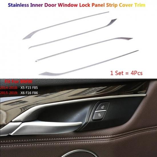4x Stainless For BMW X5 X6 F15 F16 Car Interior Inner Door Bowl Cover Strip Trim