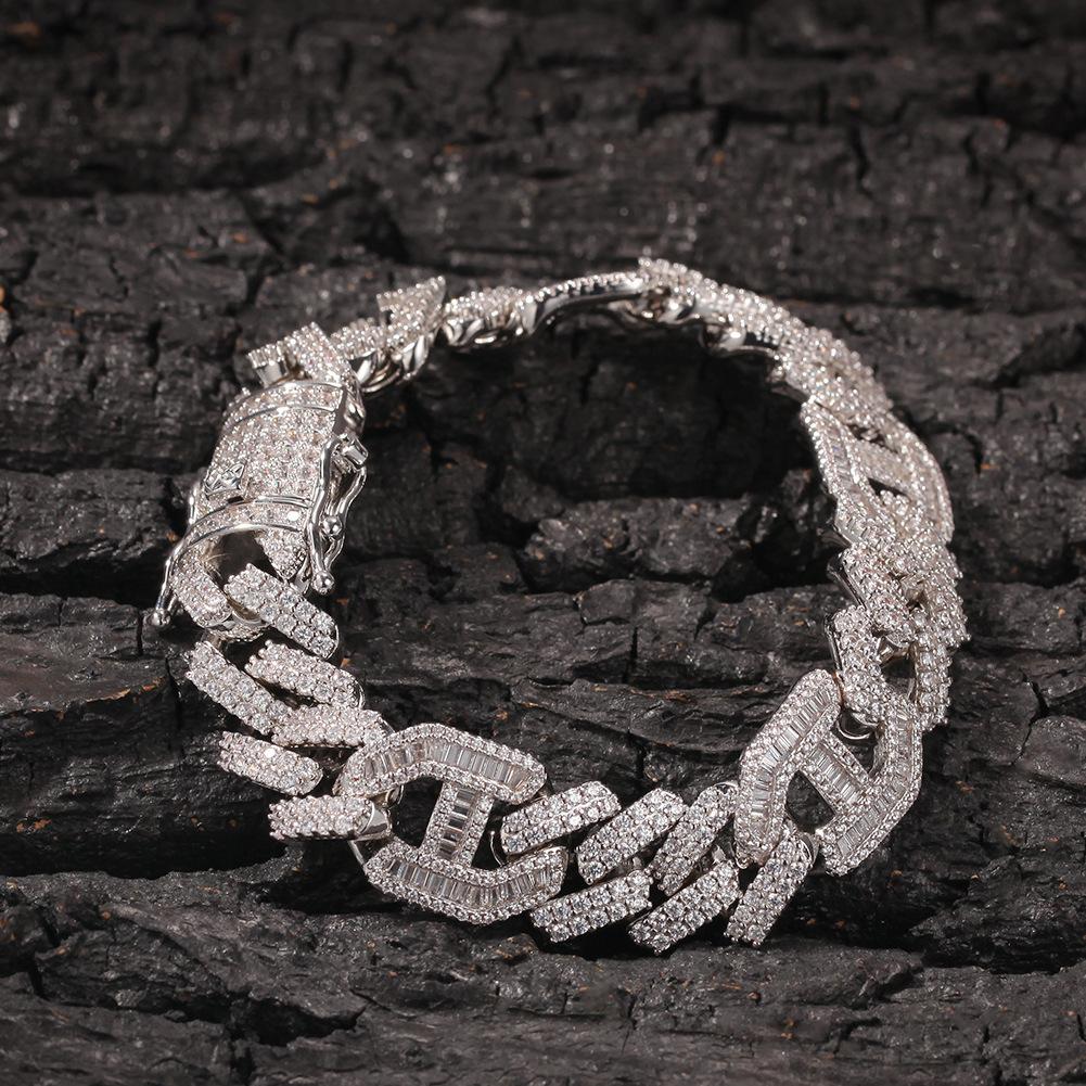 New Hip Hop Gold Jewelry Gold Silver Zircon Cuban Link Bracelet Bling Micro Zircon Bracelet Women Men Iced Out Diamond Bracelets