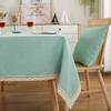 Однотонная скатерть с кружевом из хлопка и льна, водонепроницаемая, маслостойкая, прямоугольная скатерть для свадебного обеденного чайного стола, украшение для стола