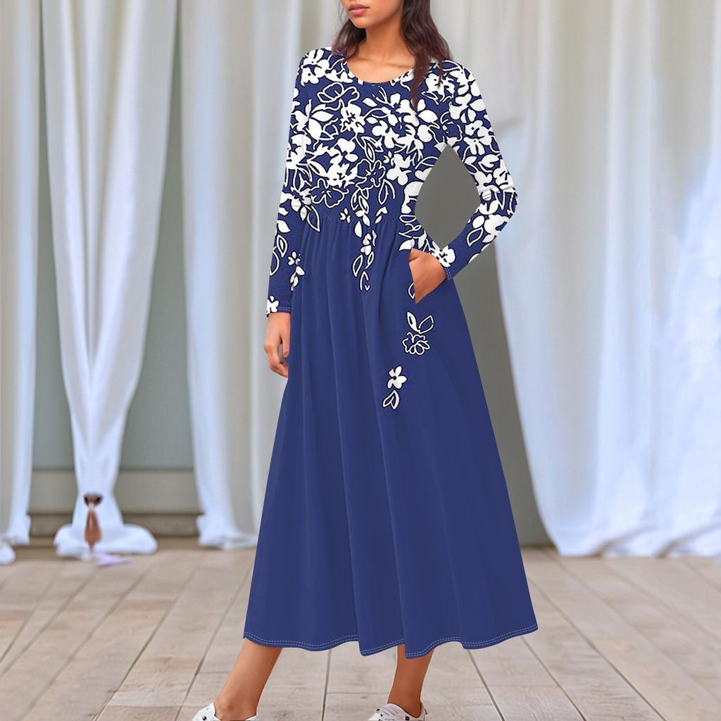 Женские повседневные модные длинные платья с графическим принтом и длинным рукавом, осень