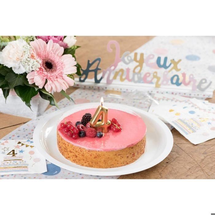 Bougie - chiffre 1 - or - paraffine - décoration de fête