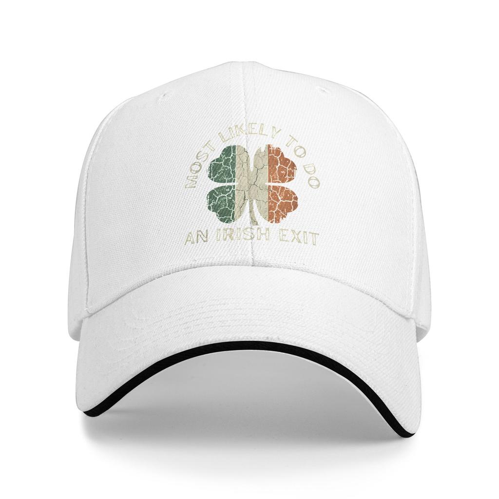 Most Likely to Do an Irish Exit Goodbye Funny St Patricks Casual Baseball Cap Summer Trucker Hat Sun Running Hippie Snapback Cap