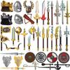 MOC Military Medieval Building Blocks Accessories Soldier Figures Bicolor Weapons Crossbow Sword Helmet Tomahawk Toy Gift X006