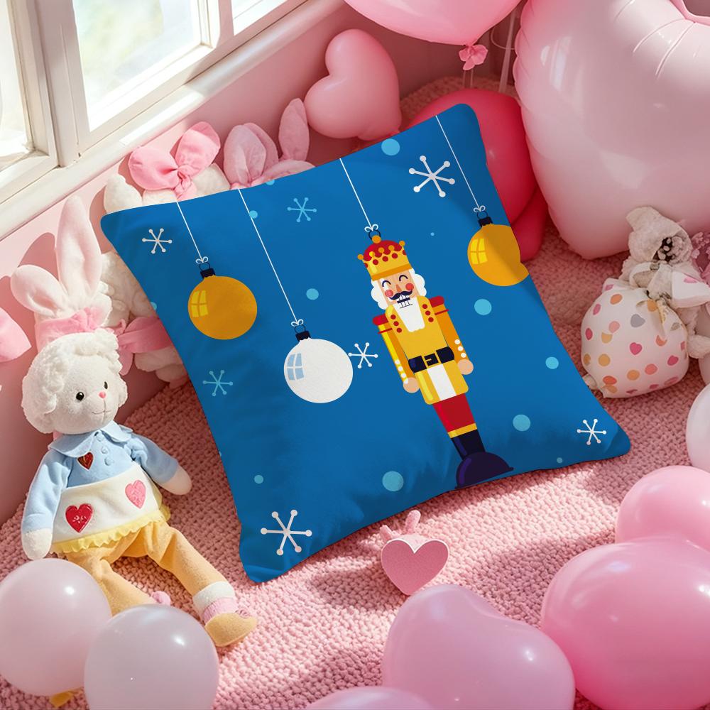 Nordic Nutcracker Soldier Toy Cushion Cover Pattern Printed Pillowcase for Living Room Sofa Cushion Cover & Bedroom Decor