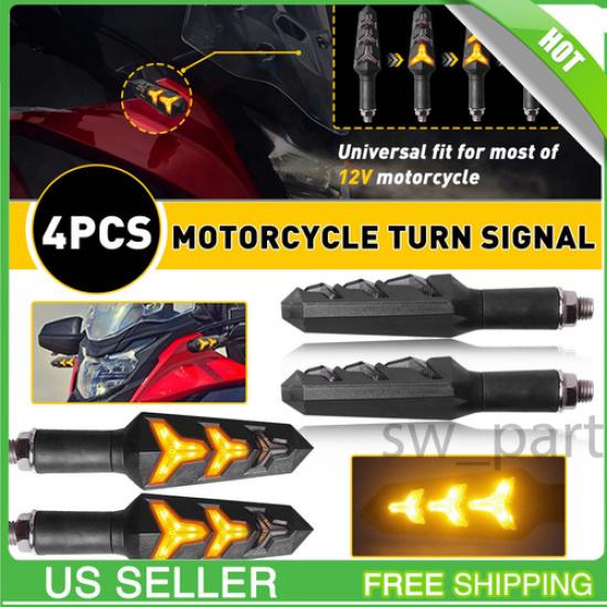 Dynamic Motorcycle LED Turn Signals Flowing Light For 12V Motorcycle Amber 4PCS