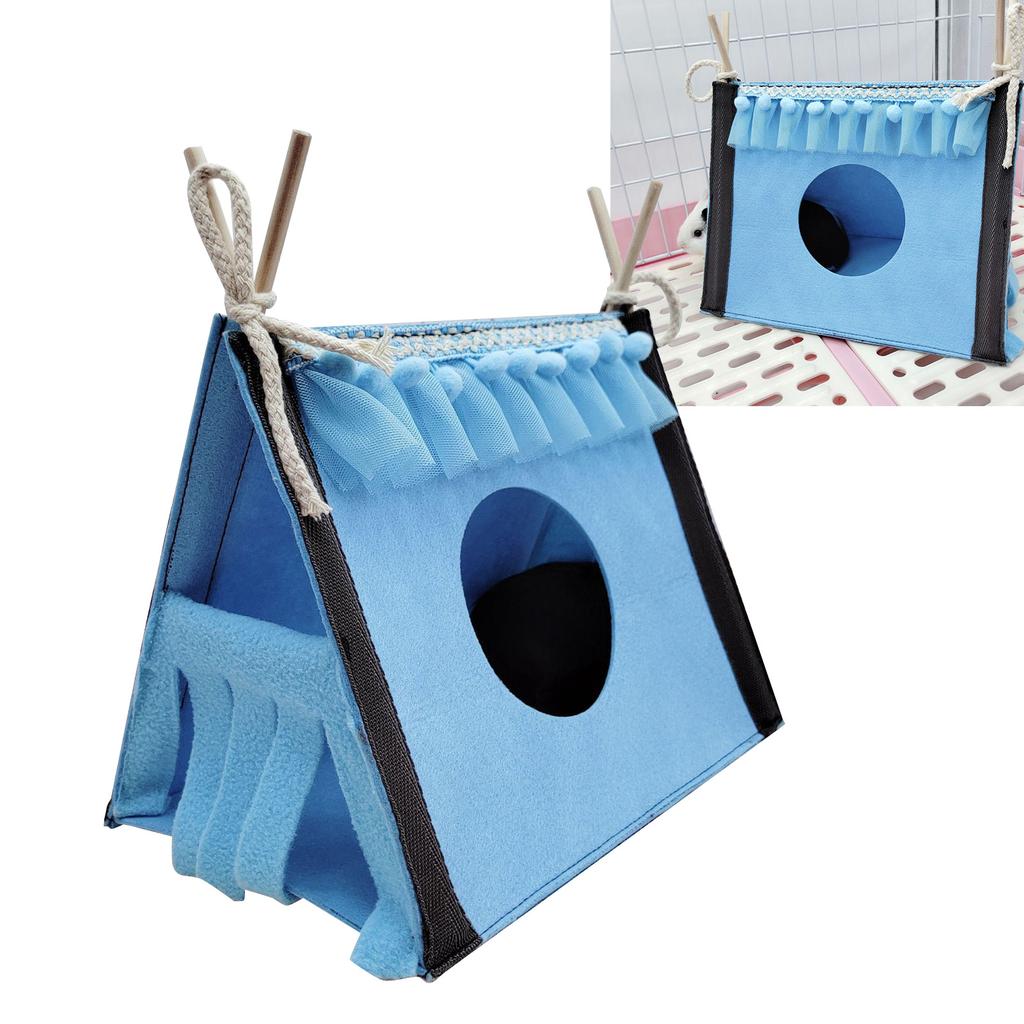 Hamster Hideout Tent Rabbit Rat Tunnel House Small Animal Tube Toy Warm Nest Habitat Blue