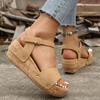 Женские сандалии-гладиаторы на толстой подошве на танкетке, летние сандалии-гладиаторы на массивной платформе, женские сандалии-гладиаторы большого размера с ремешком на щиколотке Sandalias Mujer