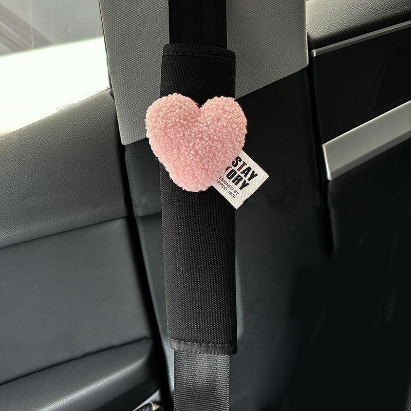 Милый чехол для ремня безопасности автомобиля в стиле ретро с красным сердцем, шелковый наплечный ремень, подушка для ремня безопасности, автомобильный протектор, забавный аксессуар для безопасности транспортного средства