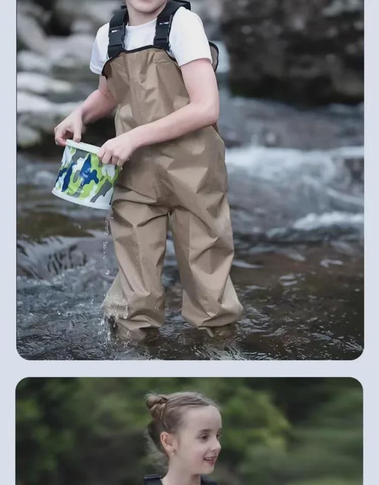 Children's Ultra-Light Waterproof Bib Wading Pants - Full Body One-Piece for Beach and Kindergarten