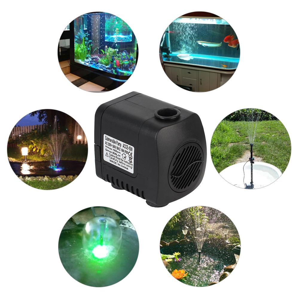 With Power Cord Garden Aquarium Fountain 15 W Water Pump with 12 LED Light EU Plug Waterproof Adjustable Ultra-quiet
