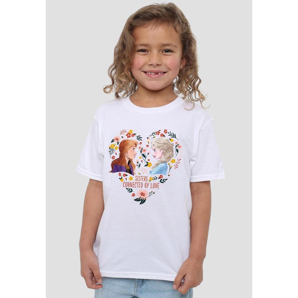 Frozen Childrens/Kids Sisters Connected By Love Elsa Anna Valentine`s Day T-Shirt