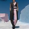 2PC Men Sleeveless Layers Corset Tank Tops and Long Casual Pants Sets