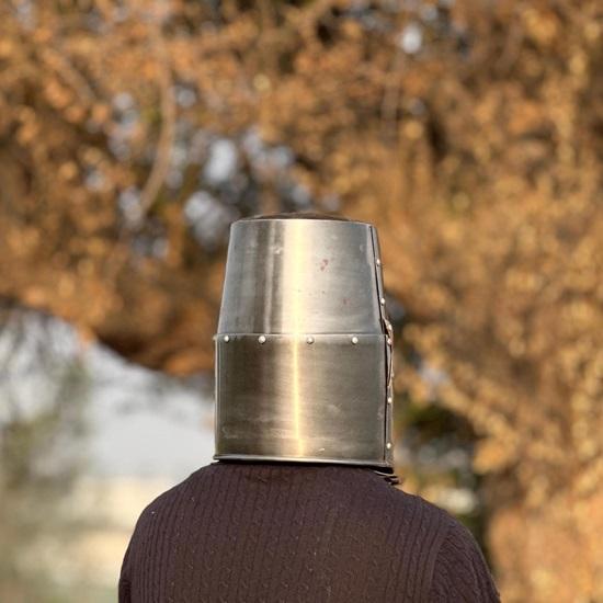 Knight Templar Crusader Helmet Gray Medieval Large Helmet for Roleplay and Cosplay Handmade Helmet