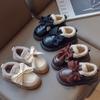 Туфли для девочки Детская обувь Осень Девочка Плюшевые Кожаные Ботинки Корейская Версия Детский Бант Хлопковая Обувь Теплая Кожаная Обувь Модная Обувь Мэри Джейн
