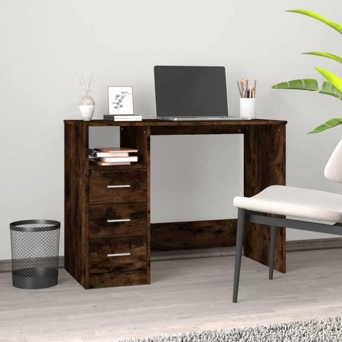 VidaXL Desk with Drawers Smoked Oak 102x50x76 Cm Engineered Wood 823037