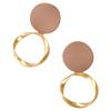 Simple Khaki Round Earrings, New High-texture Diamond-encrusted Geometric Earrings for Women