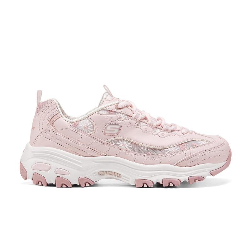 Skechers D'LITES 1.0 Женские Весна Лето Панда Обувь Платформа Увеличение Роста Универсальные Низкие Толстые Кроссовки Светло-Розовый 150552-LTPK