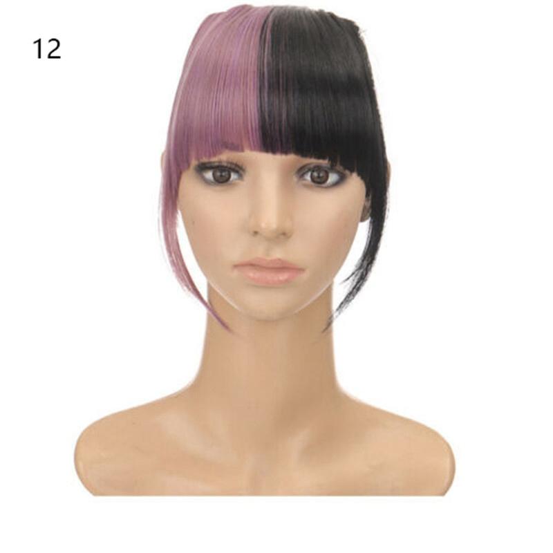 Цельный НАСТОЯЩИЙ натуральный зажим для наращивания волос с бахромой и челкой, толщиной как человек