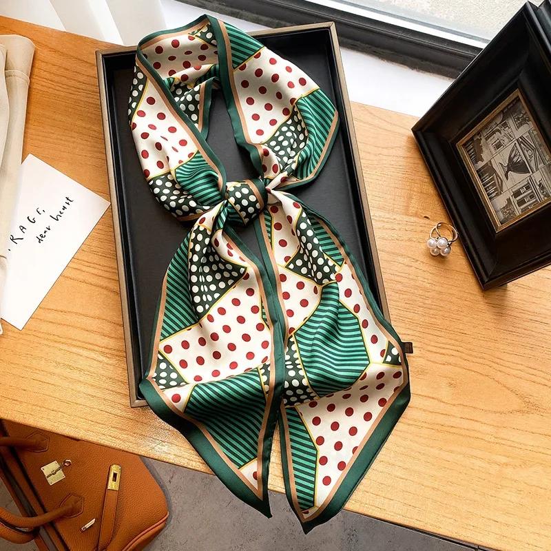 Luxury Long Silk Scarf Female Animal Horse Print Thin Narrow Scarf Bag Hair Band Ribbon Scarfs Women Neckerchief