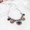 Diamonding Jewelry Ethnic Women Crystal Stone Inlaid Round Enamel Pendant Statement Bib Necklace
