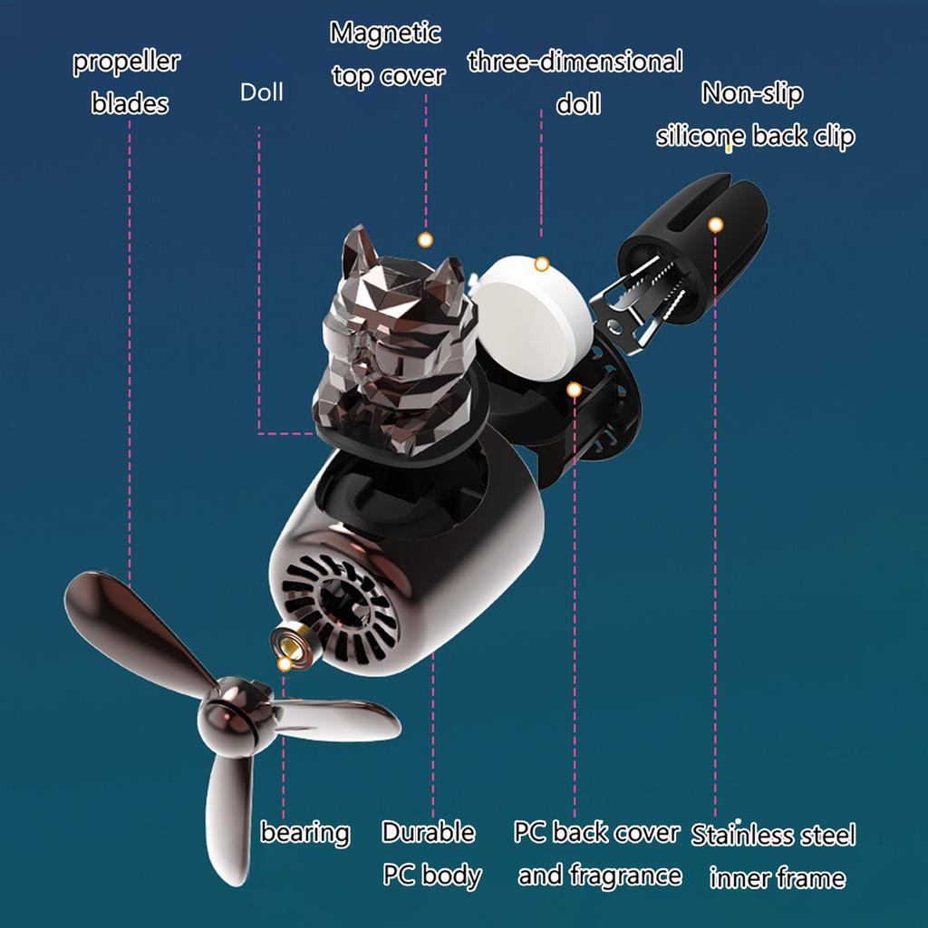 Креативная автомобильная парфюмерная декорация, вращающийся пропеллер, ароматизатор в дефлектор, магнитный дизайн, собака-пилот, аксессуары для интерьера автомобиля