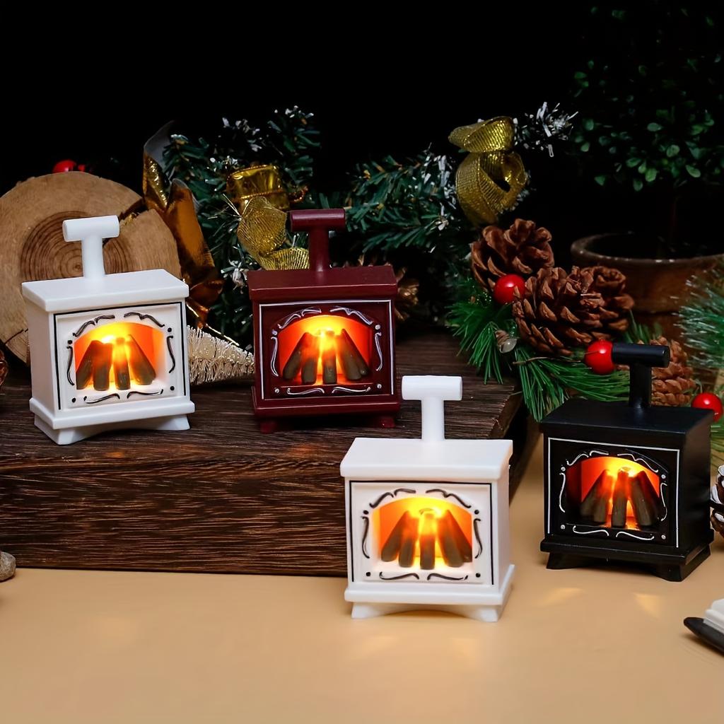 Миниатюрный камин для кукольного домика, светящаяся модель печи, мебель для дома, кухня, гостиная, рождественский декор, игрушка