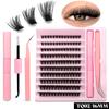 GROINNEYA DIY Eyelash Extension Kit Individual Lashes Cluster Mix Lash Clusters with Lash Bond and Seal and Lash Accessories