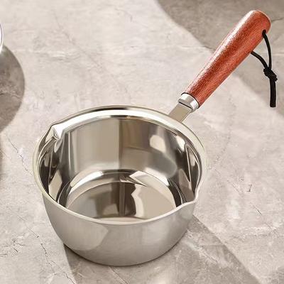 316 Нержавеющая сталь Маслобойка Мини Сковорода для горячего молока Сковорода с деревянной ручкой Маленькая кастрюля Кипящий горшок для плавления масла Кухонные принадлежности
