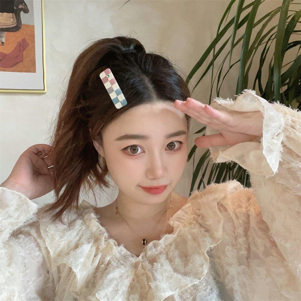 Шахматная фруктовая челка клипса Простые заколки для макияжа Креативная заколка для волос Вишня Женская