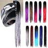 60cm Punk Style Motorcycle Scattered Gradient Ramp Helmet Braids Twist Braid Horn Motocross Motorbike Off Road Moto Decor Braids