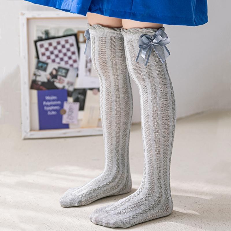 Летние носки выше колена для девочек, детские сетчатые дышащие длинные носки в японском стиле для принцессы