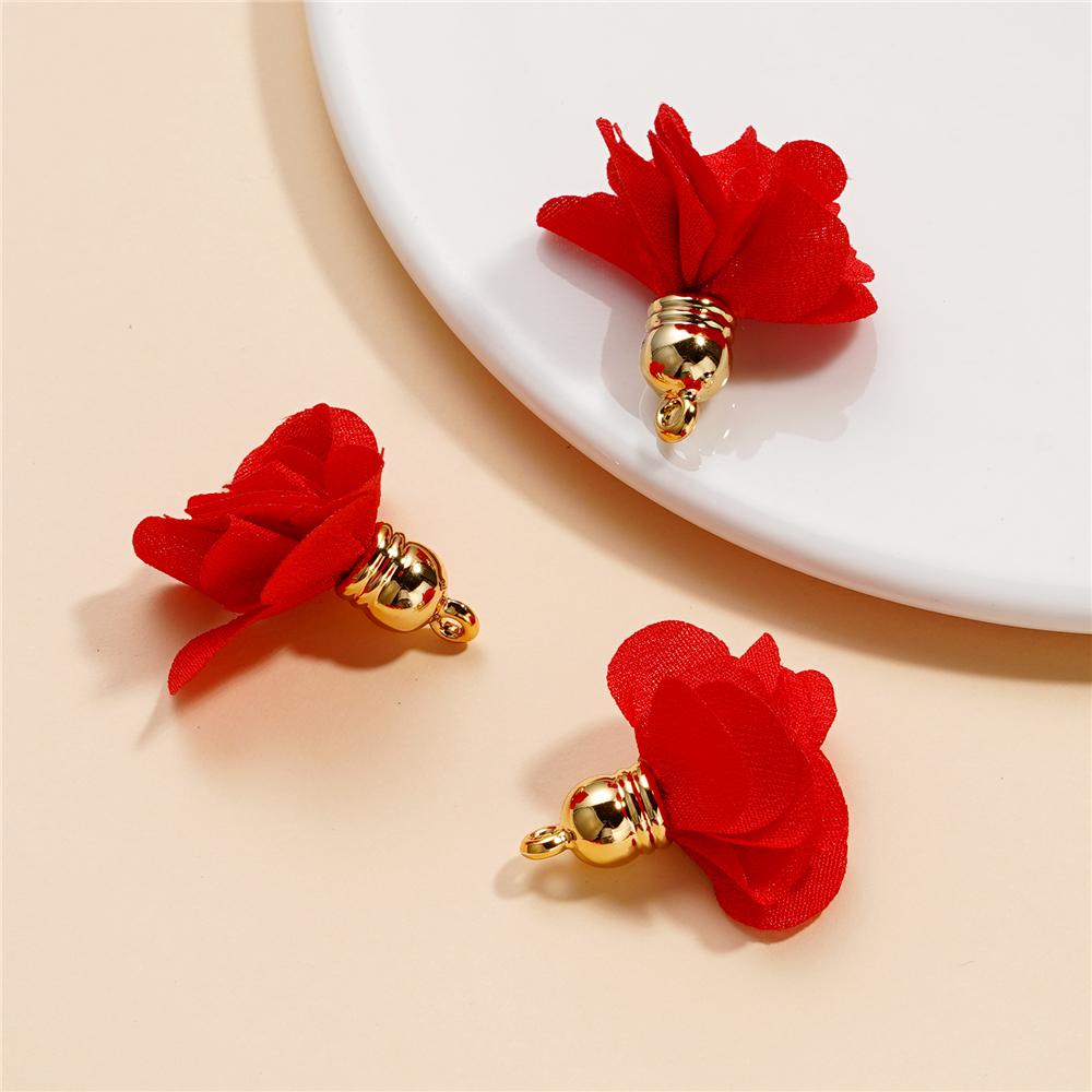 10Pcs/Lot Fabric Flower Tassel Pendants for Jewelry Making for DIY Bracelet Earrings Keychain Tassel Jewelry Making Accessories