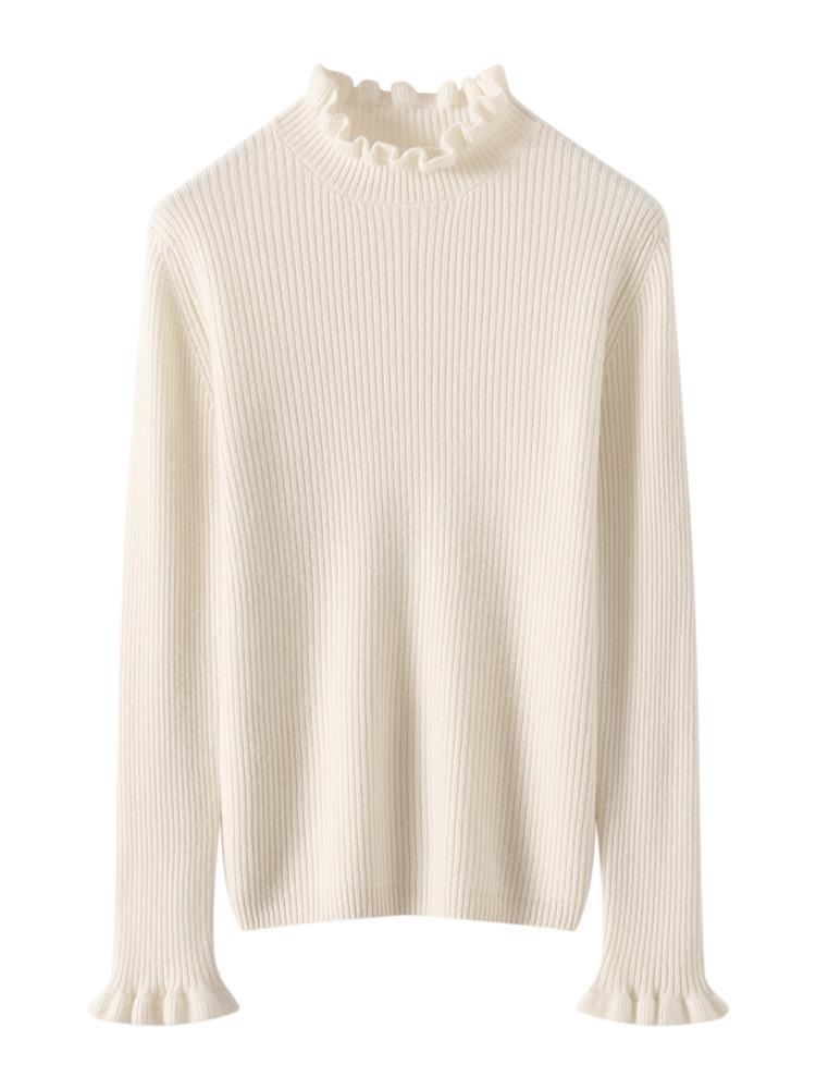 Autumn Winter Cashmere Knit Base Layer - Women's Soft & Comfortable Solid Color Fashion Top